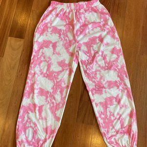 pink tie-dye sweatpants